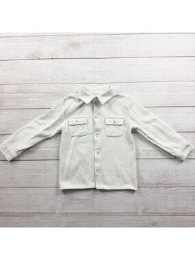 Cat & Jack Toddler Boys Waffle Knit Long Sleeve Shirt White Button Front 4T